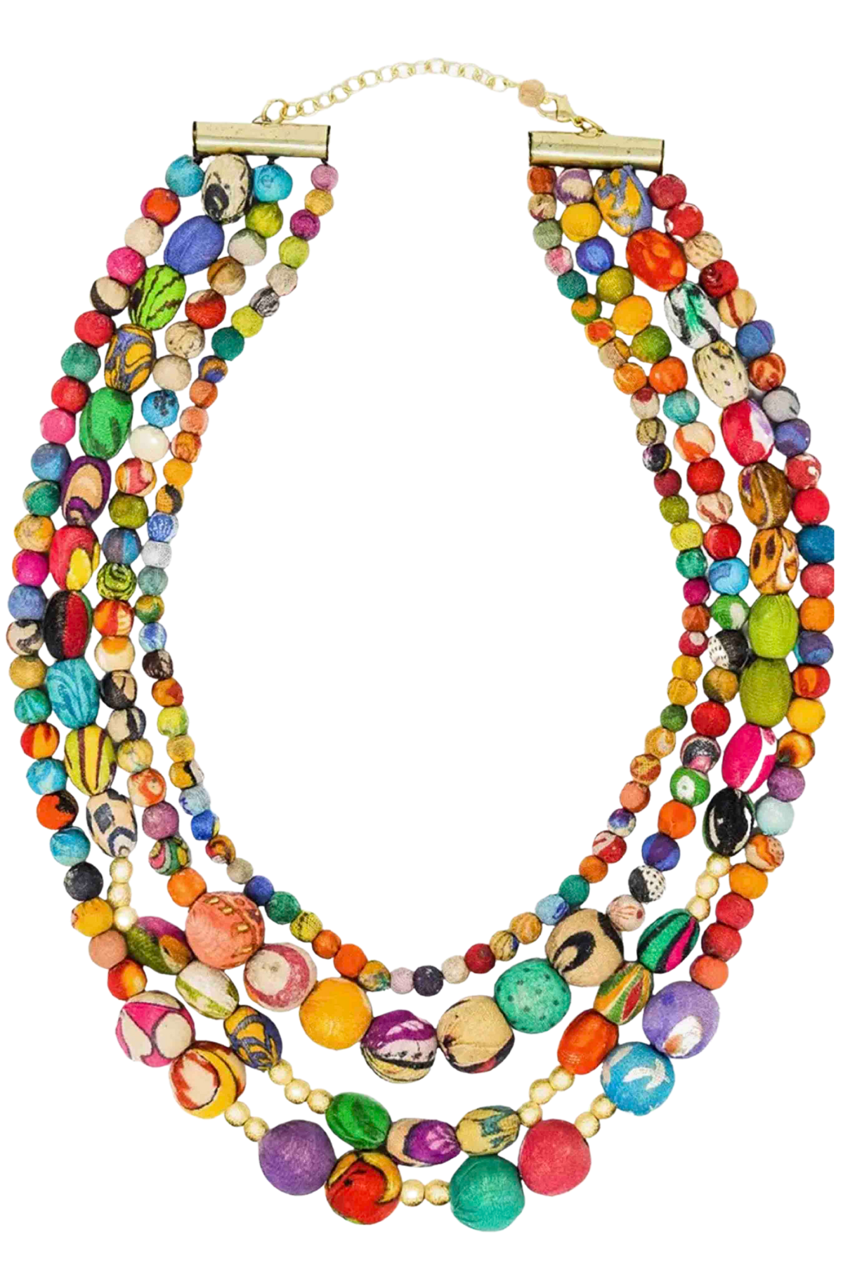 multicolored 4-stranded Kantha Aura Necklace by World Finds