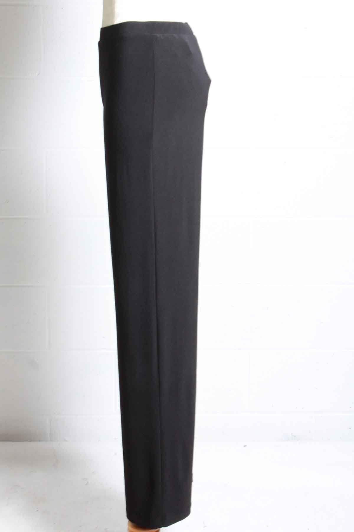 side view of Black Flowy Knit Pull On Pant by Frank Lyman