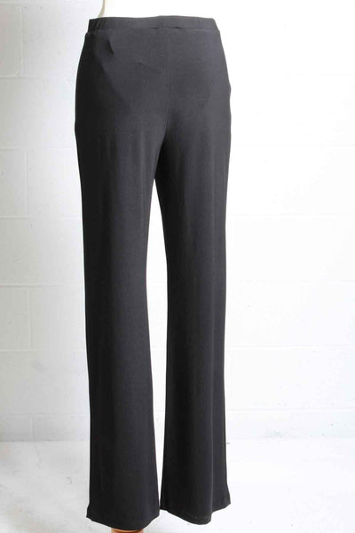 back view of Black Flowy Knit Pull On Pant by Frank Lyman