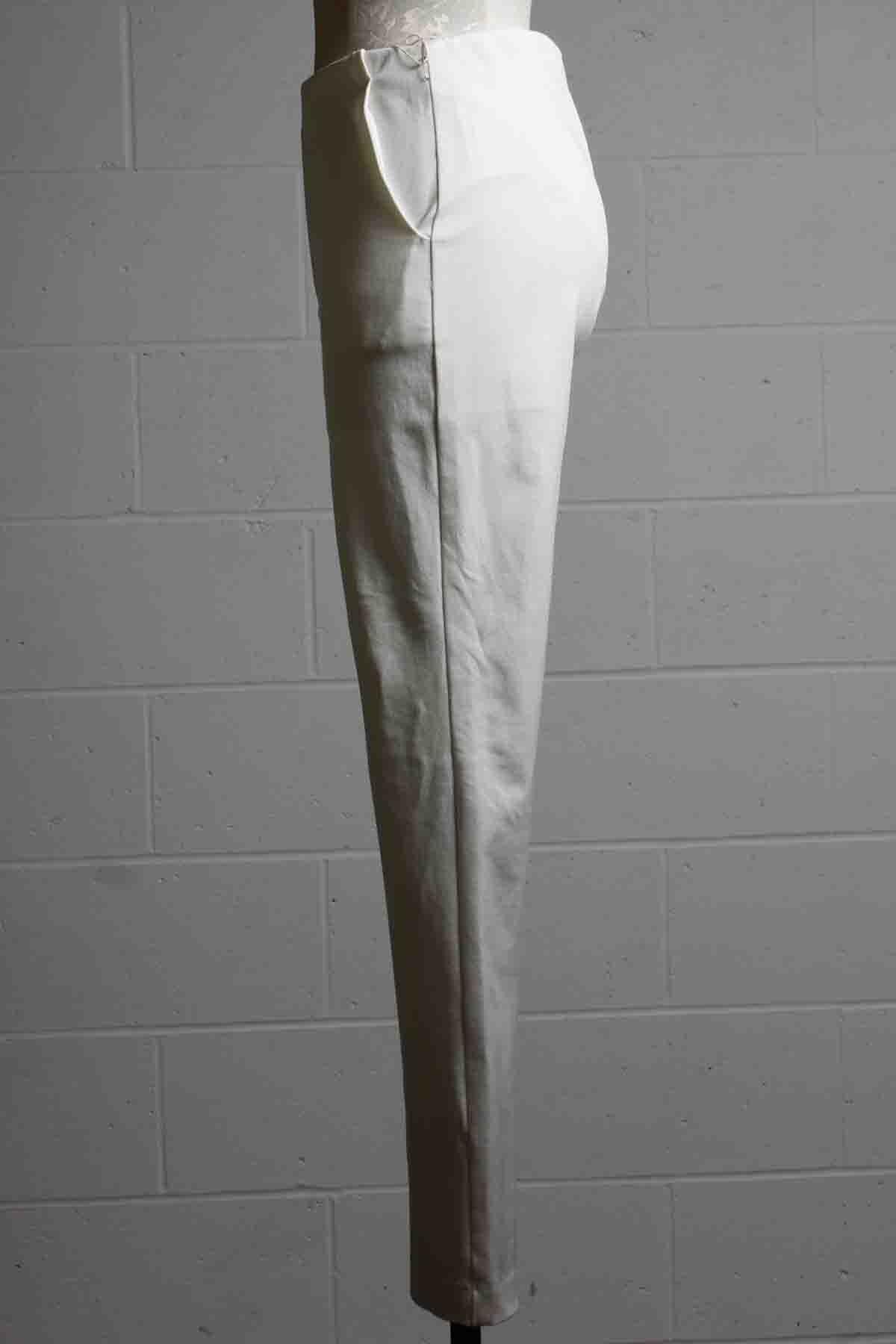 side view of off white stretch twill Straight Leg Pant by Fifteen Twenty