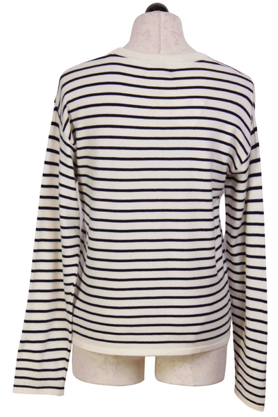 back view of Navy and cream Striped Pullover by Compania Fantastica