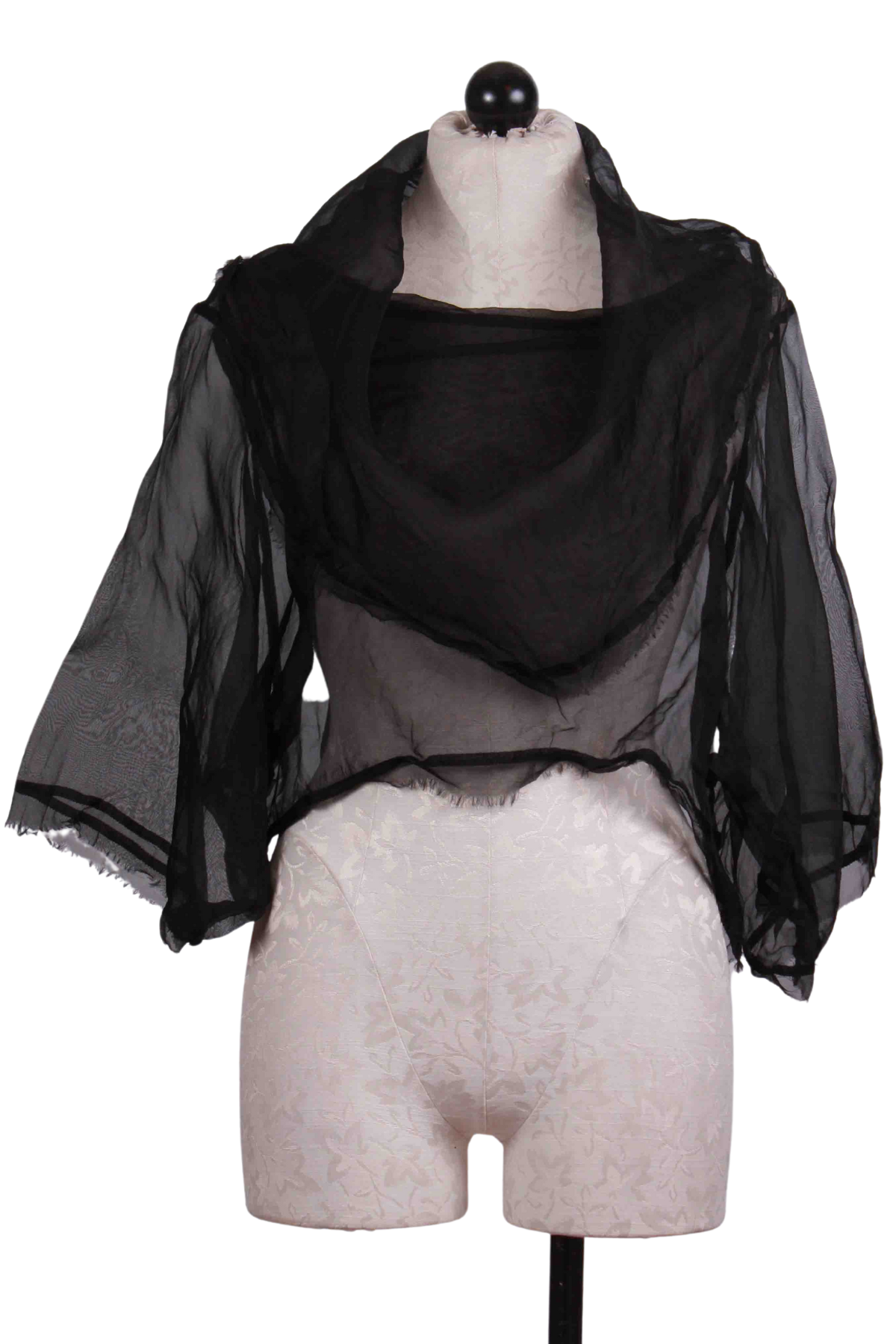 black Organza Jackie O cropped Top by Planet