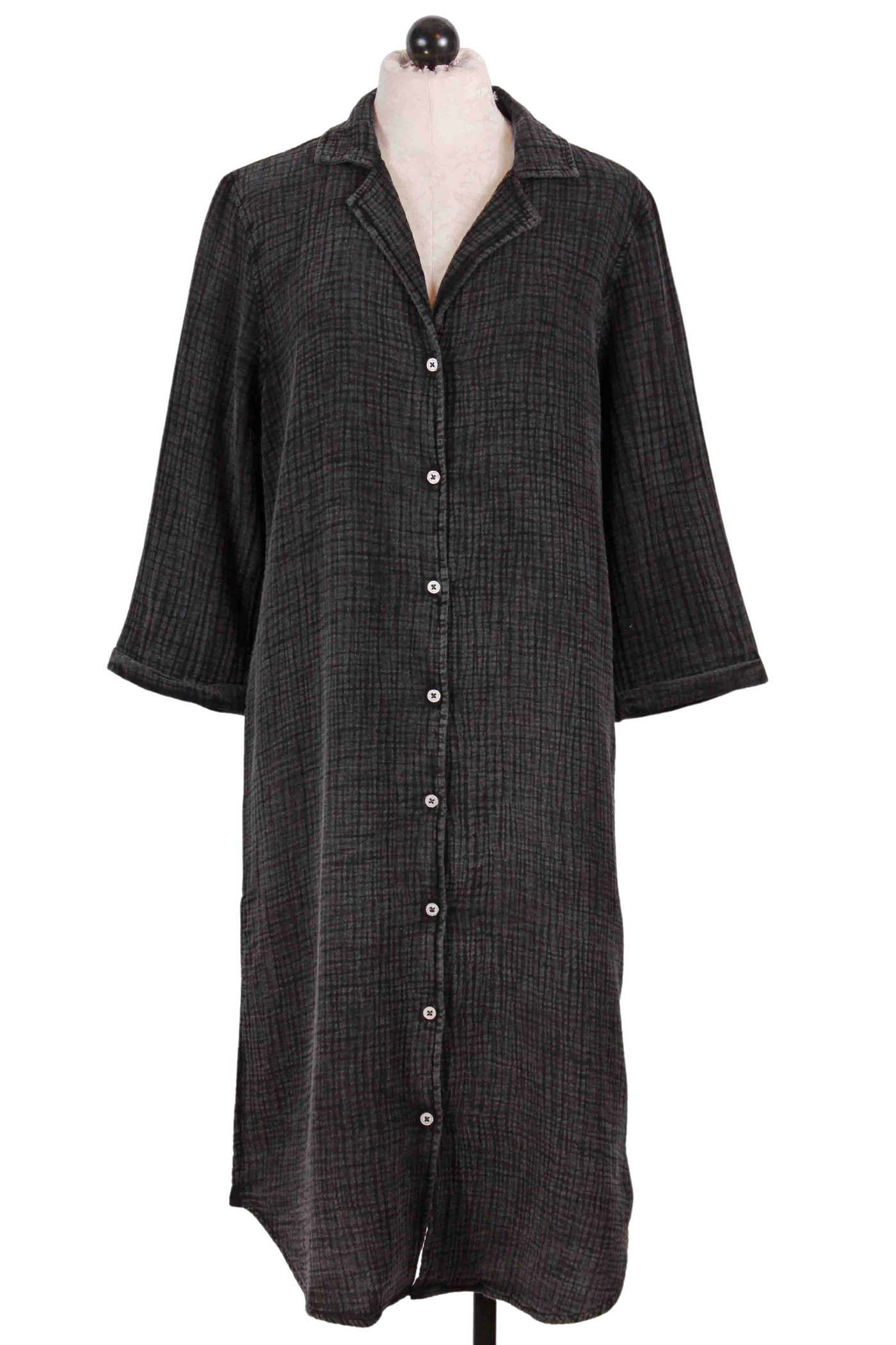 Long Black Button Down Tunic Shirt by Paper Lace