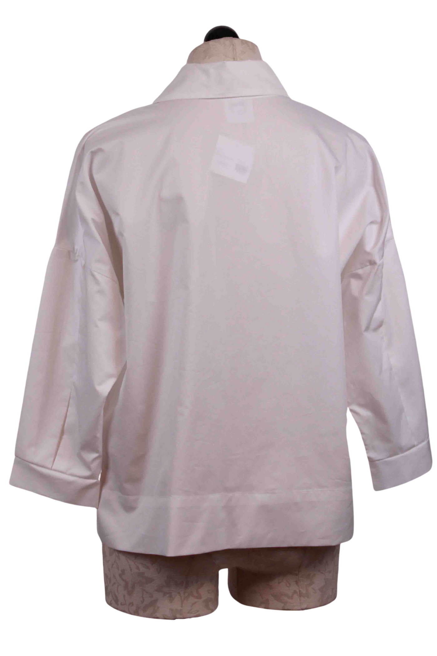 back view of White Pleat Sleeve Button Up Blouse Shirt by Planet