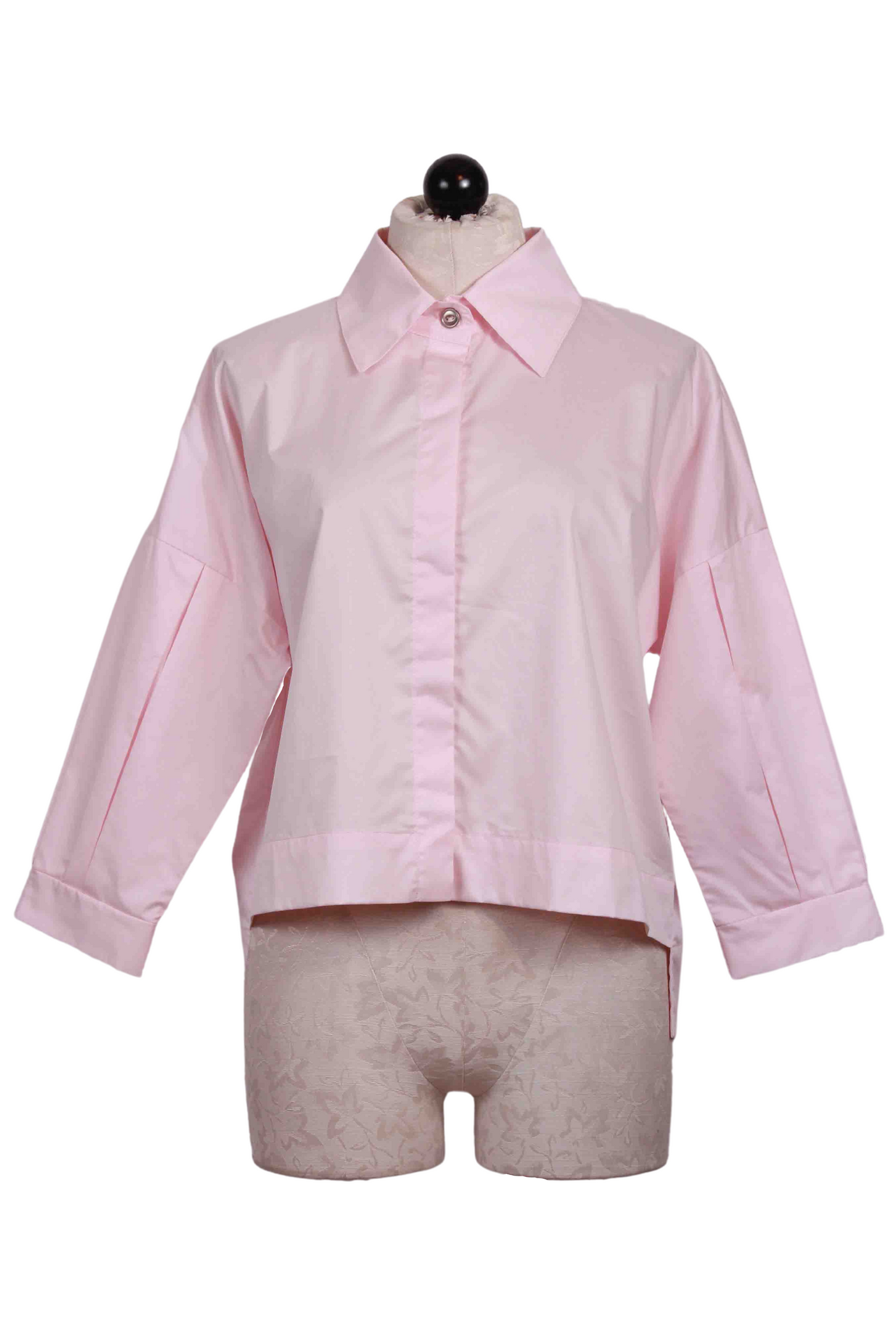 Pinkish Pleat Sleeve Button Up Blouse Shirt by Planet