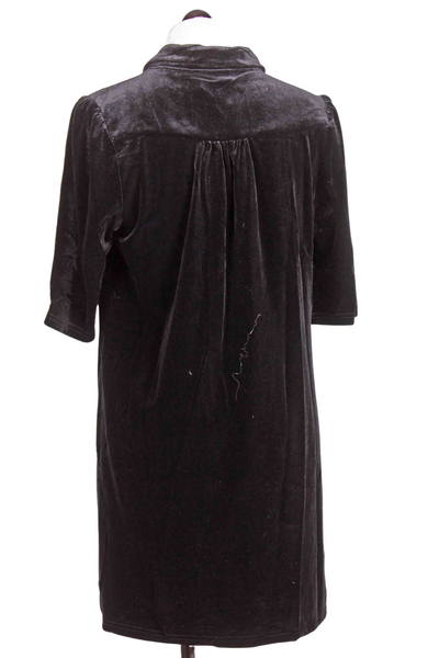 back view of Black Velvet Keyhole Front Briar Dress by Traffic People