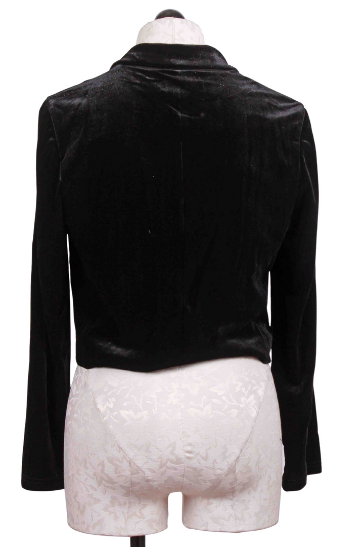 back view of Black Velvet Cropped Briar Jacket by Traffic People