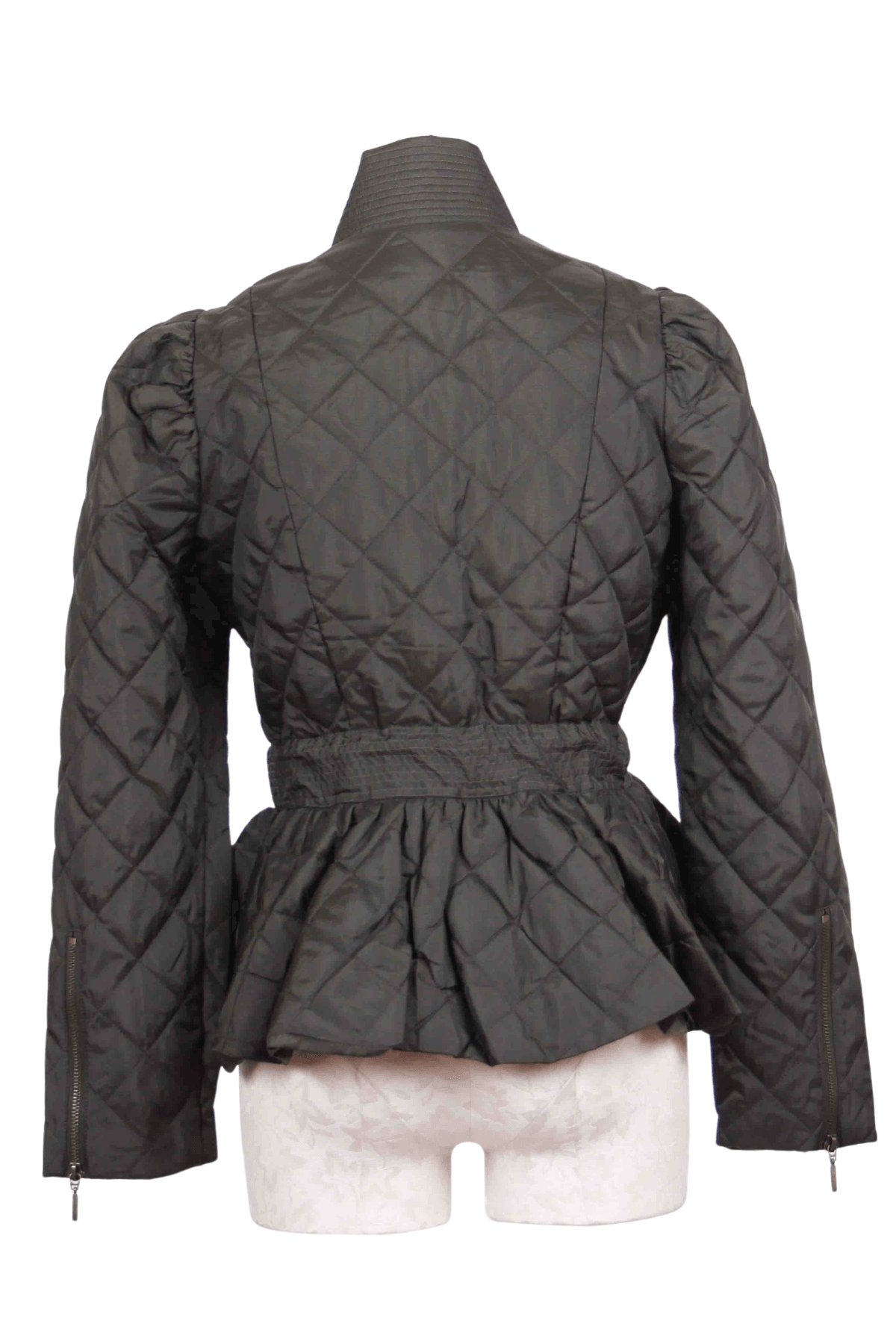 back view of Army Quilted Raven Jacket by Marie Oliver