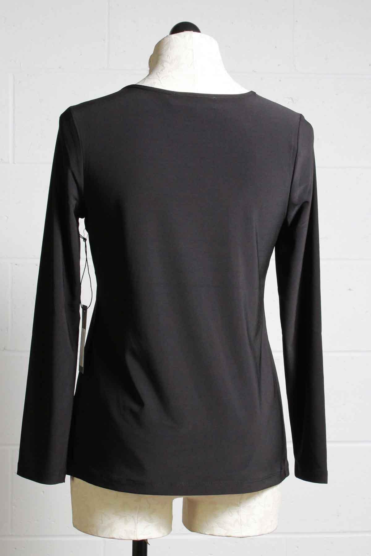 back view of Knit Long Sleeve black tee by Liv by Habitat