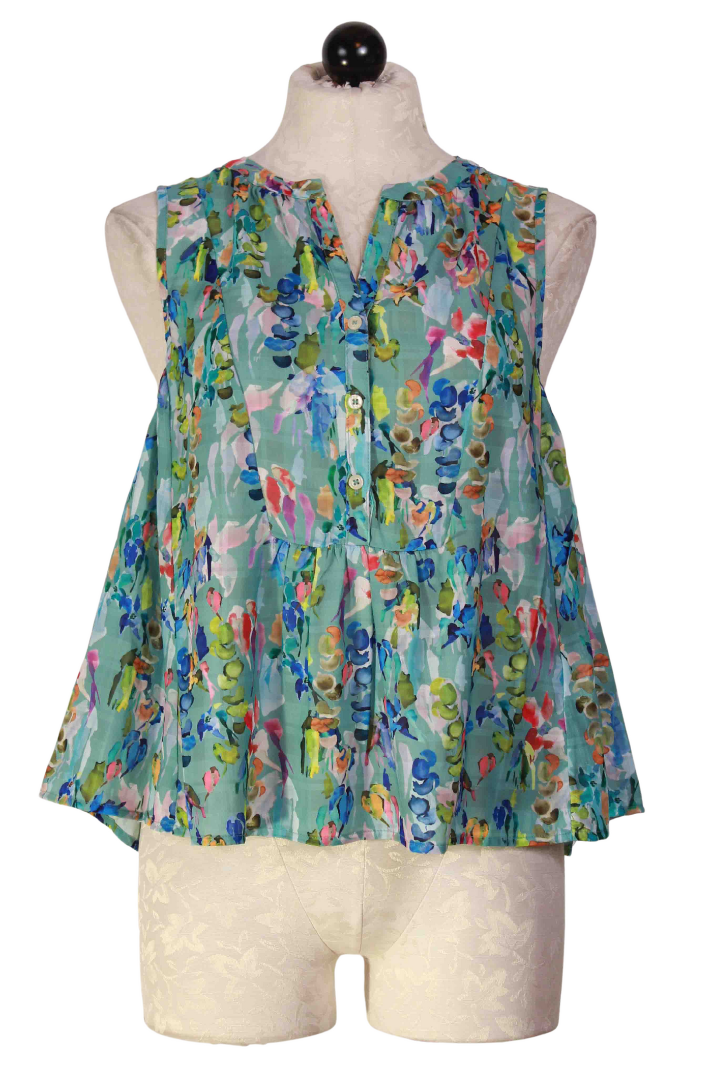 Sleeveless Peplum Bottom Floral Blue/Multicolor Blouse by The Korner