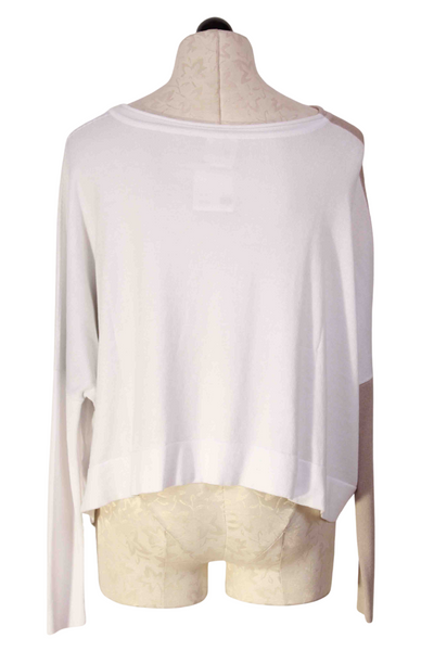 back view of White, Putty and Black Cropped Long Sleeve Geometric Sweater by Planet