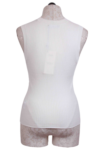 back view of White Sleeveless Ribbed Pullover by Ivko