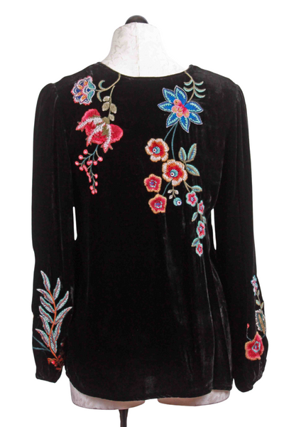 back view of black Ardell Velvet Blouse by Johnny Was