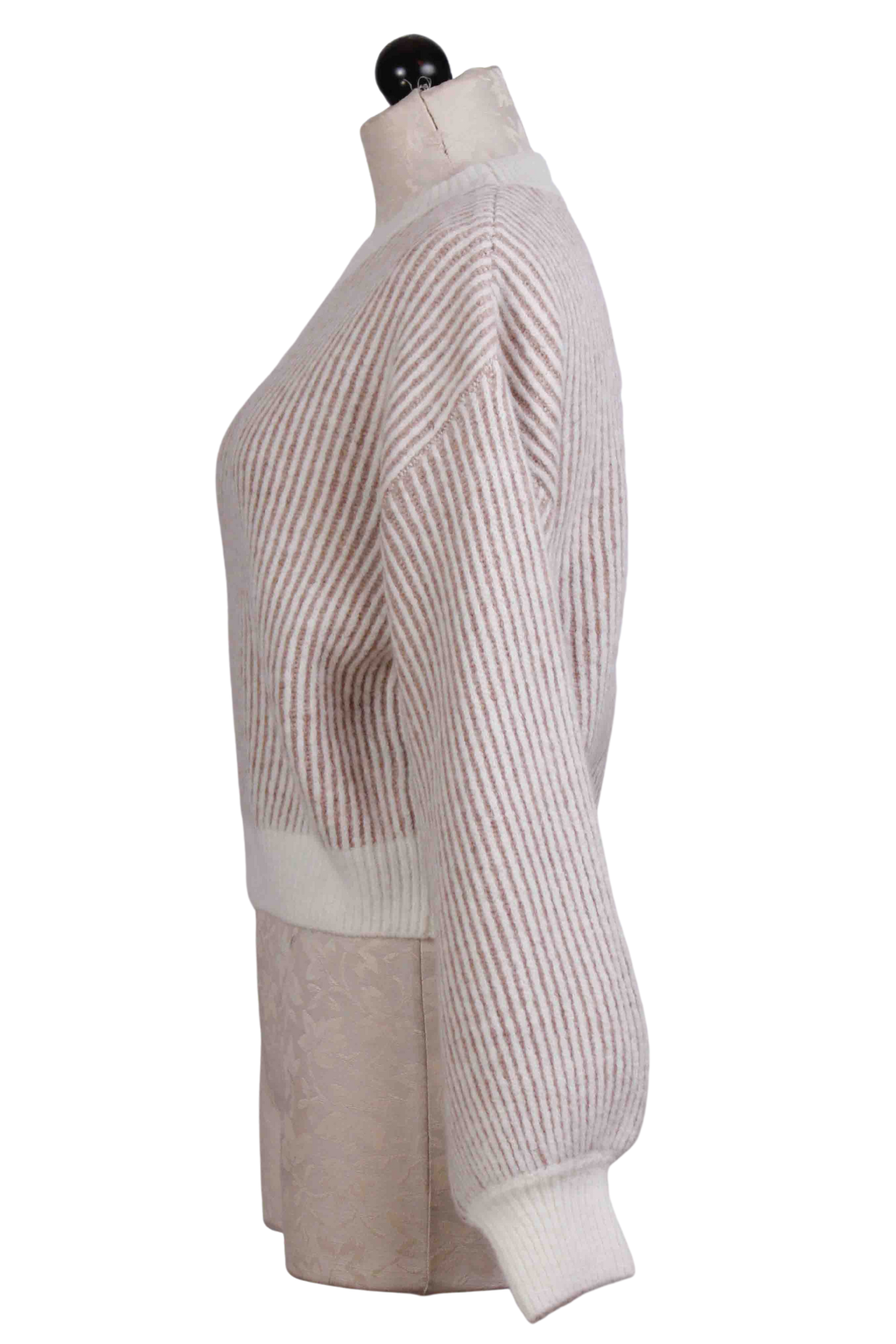 side view of Beige Multi Natalia Sweater by Cleobella