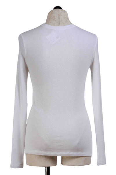 back view of white Ribbed Long Sleeve Tee by Goldie Tees