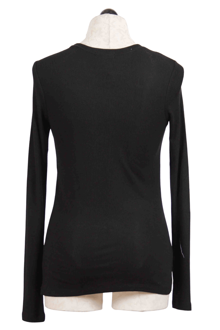 back view of black Ribbed Long Sleeve Tee by Goldie Tees