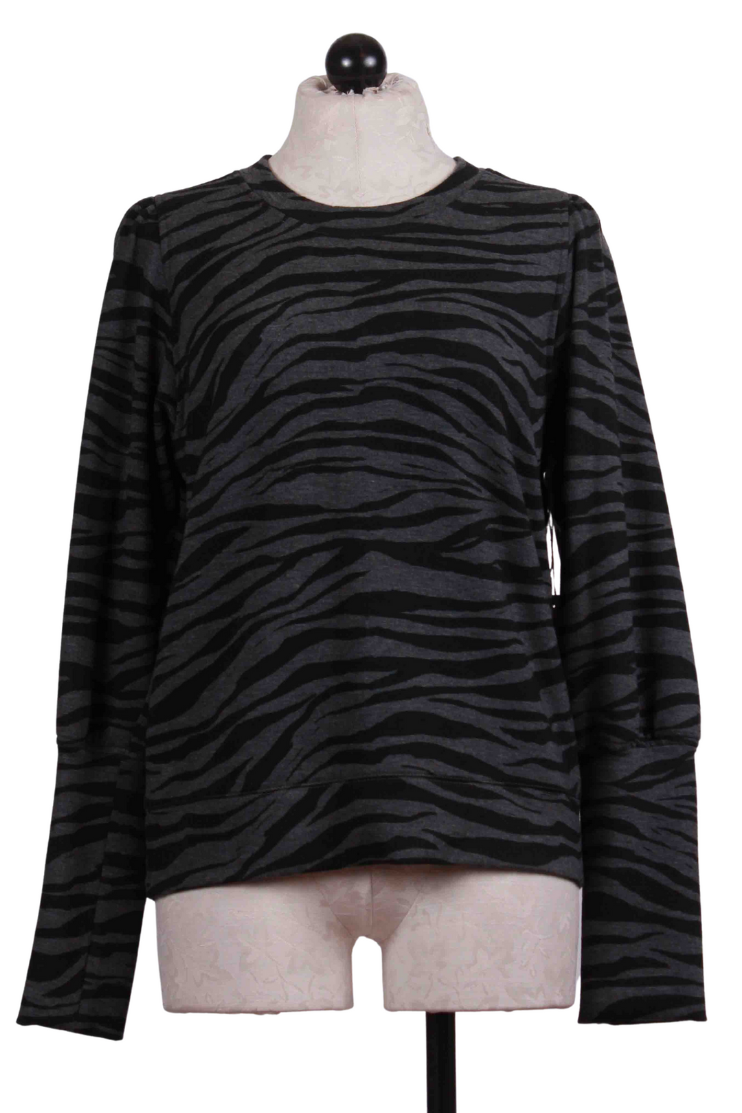 Zebra Print  Fleece Bishop Sleeve Top by Fifteen Twenty