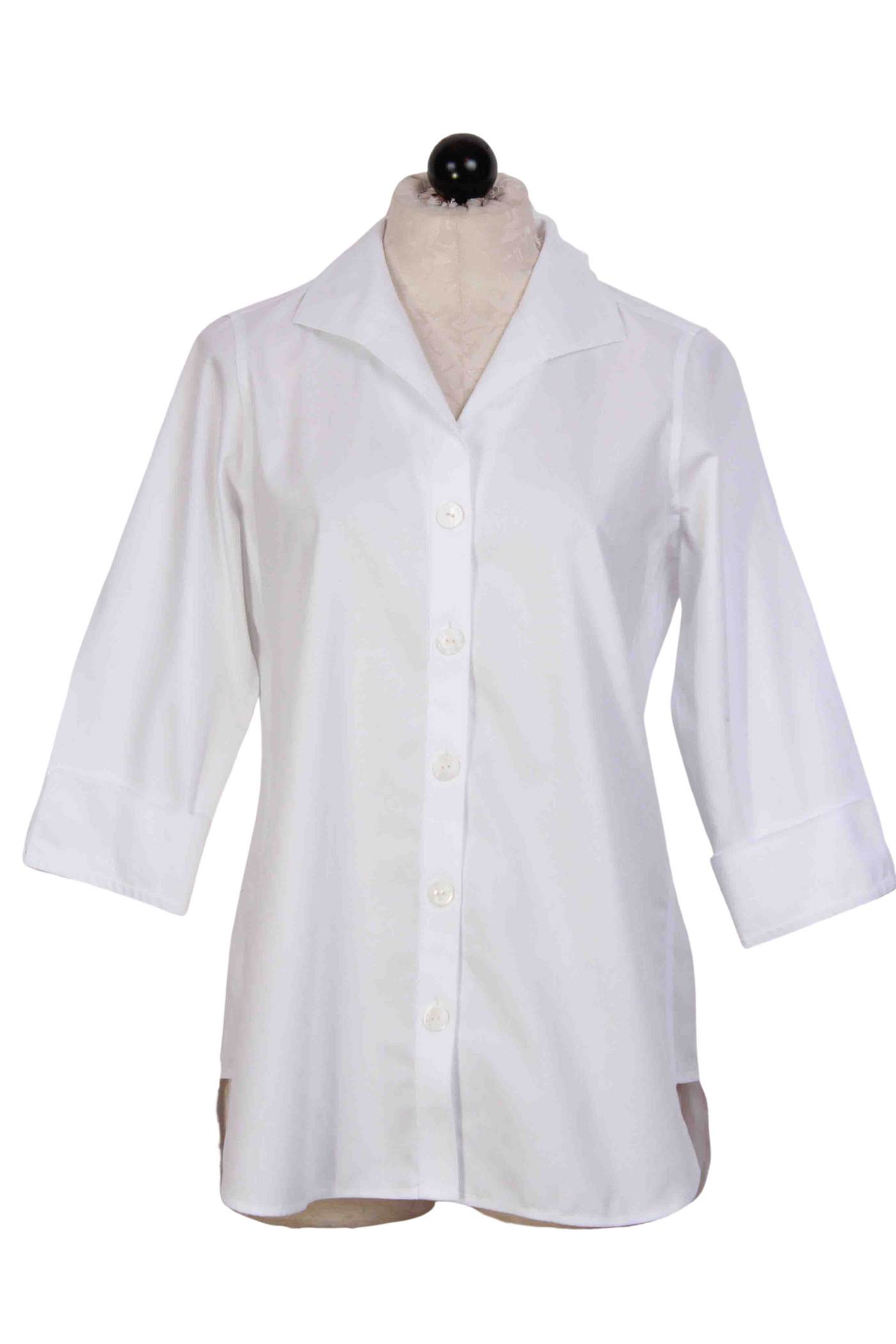 Classic White 3/4 Sleeve Tunic Style Pandora Blouse by Foxcroft