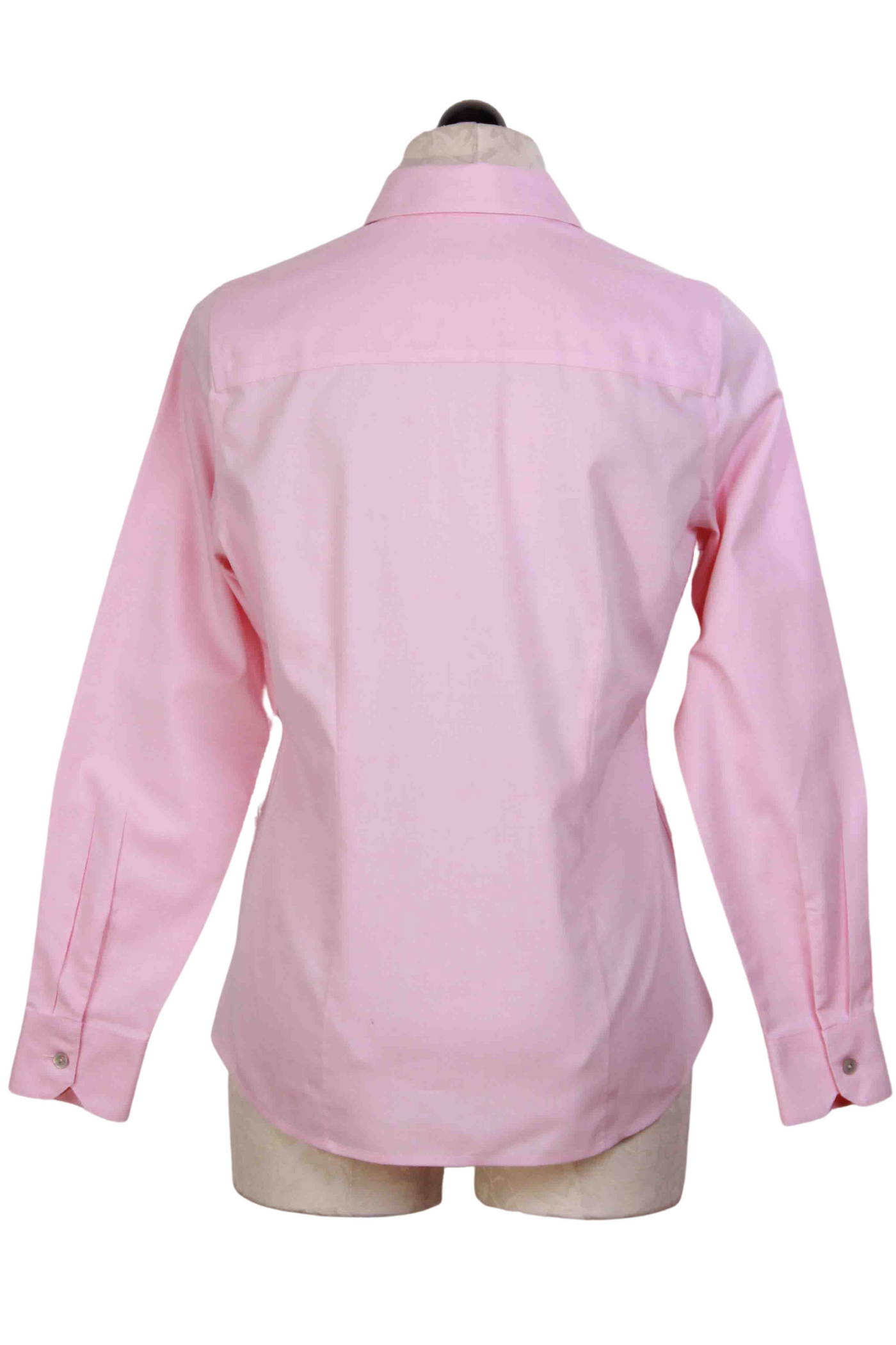 back view of Chambray Pink Classic collared, tailored Dianna blouse by Foxcroft