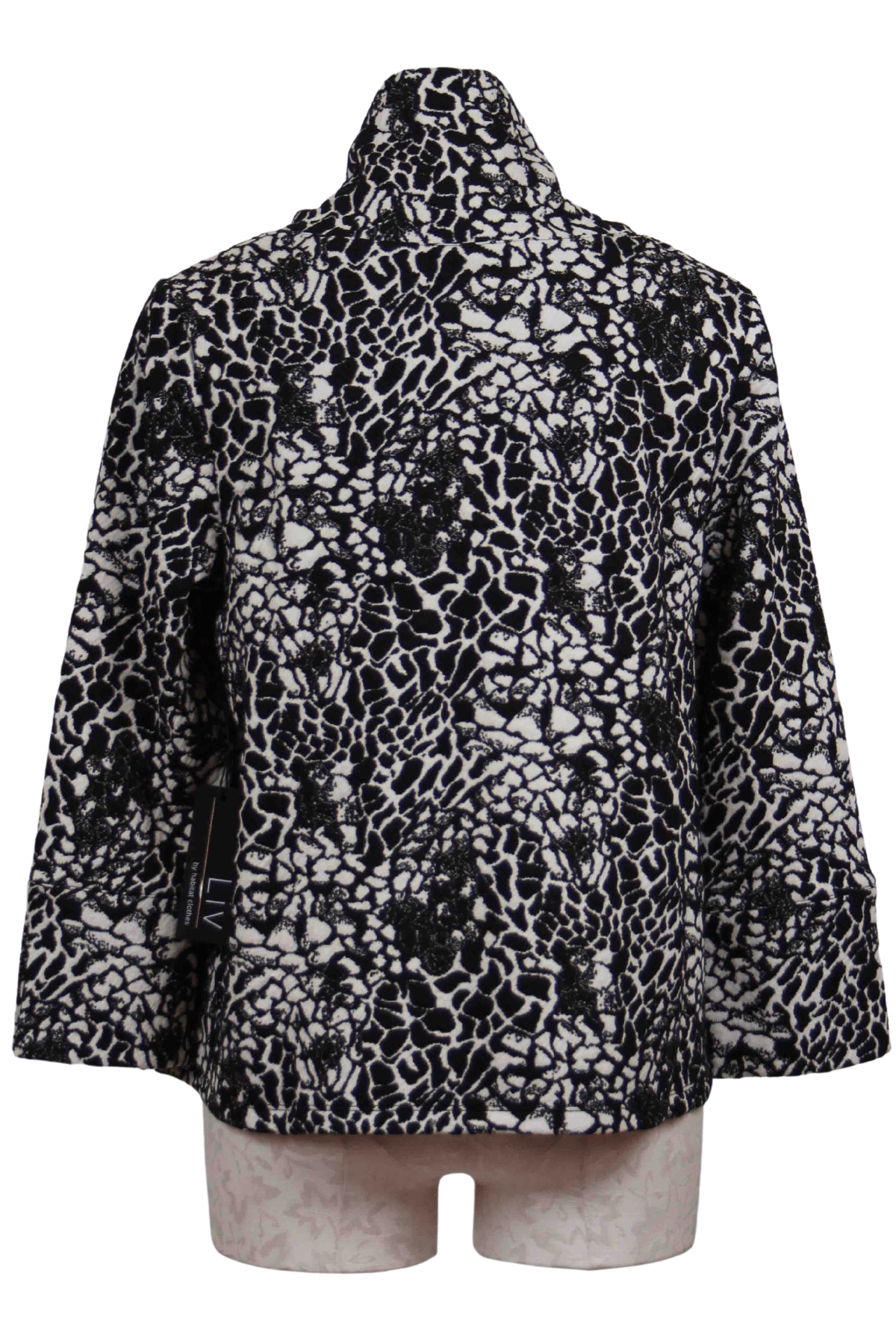 back view of Black and white Flora and Fauna Cowl Neck Top by Liv by Habitat