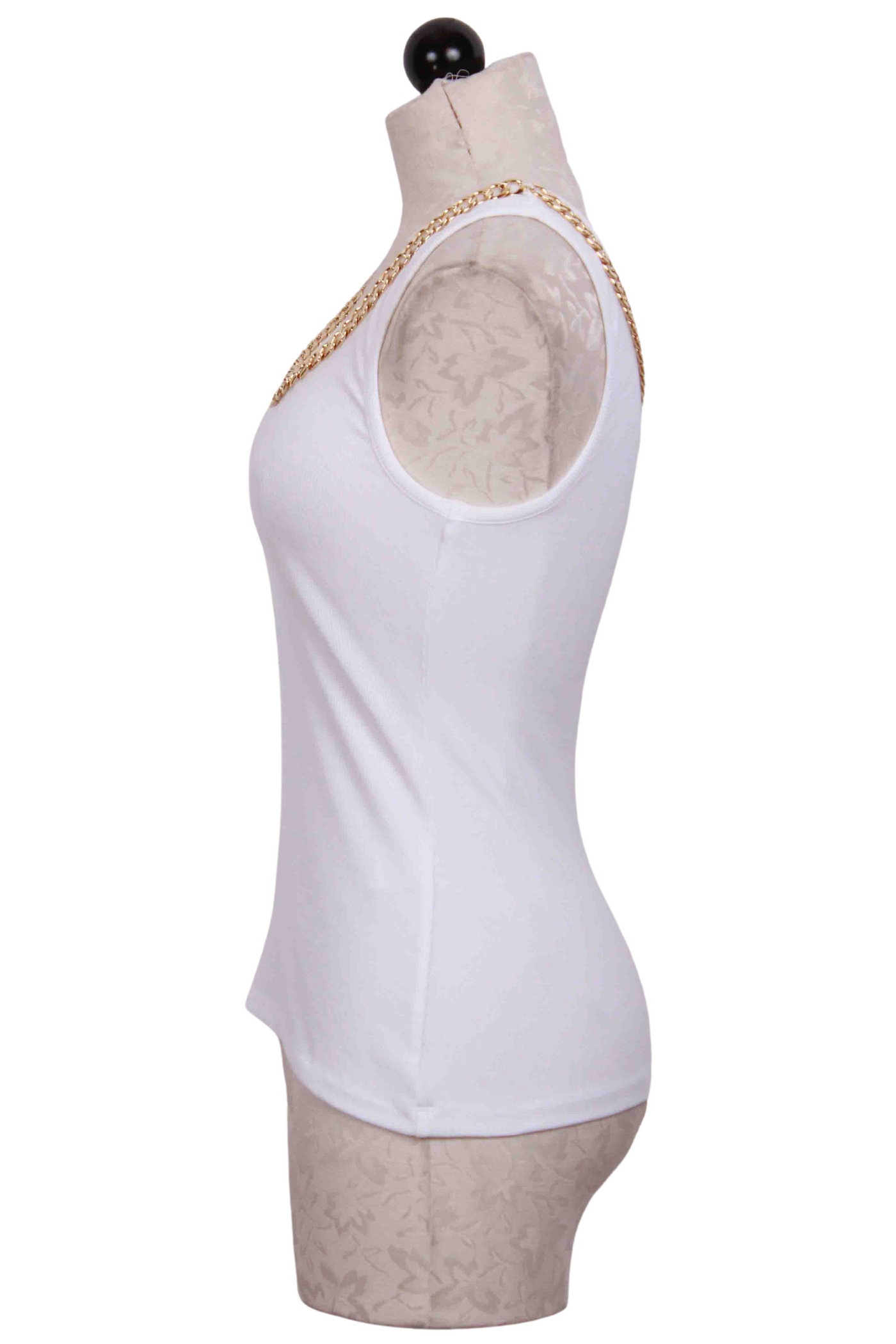 side view of White Esther Chain Tank by Generation Love