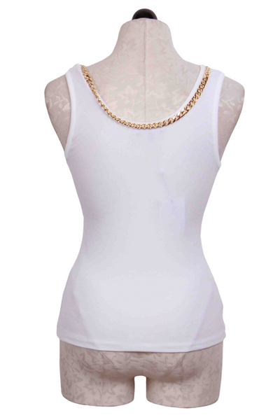 back view of White Esther Chain Tank by Generation Love