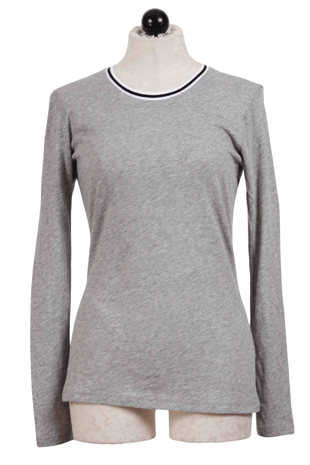 Grey Heather Long Sleeve Tipped Ringer Tee by Goldie Tees