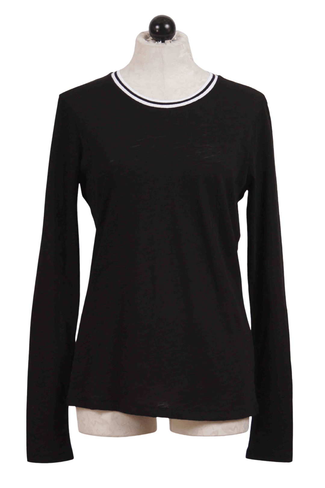 Black Long Sleeve Tipped Ringer Tee by Goldie Tees