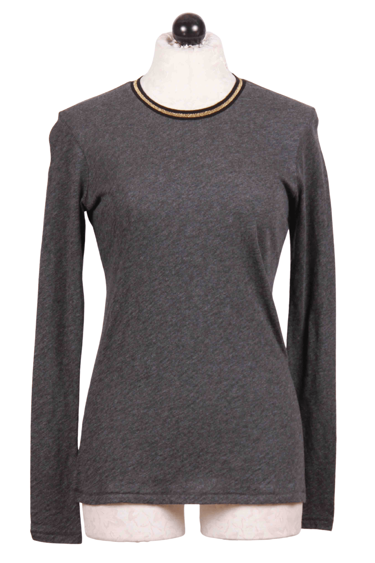 charcoal grey Gold Tipped Ringer Tee by Goldie LeWinter