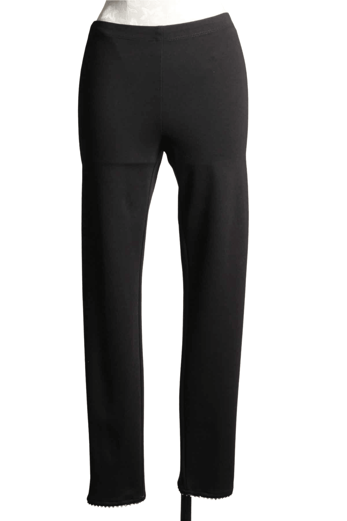 straight leg black pant by Frank Lyman with an open crystal zipper at the bottom