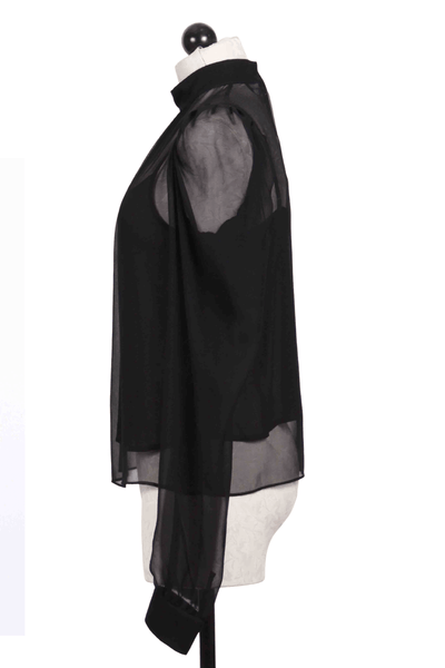 side view of black Winona Mock Neck Blouse by Generation Love