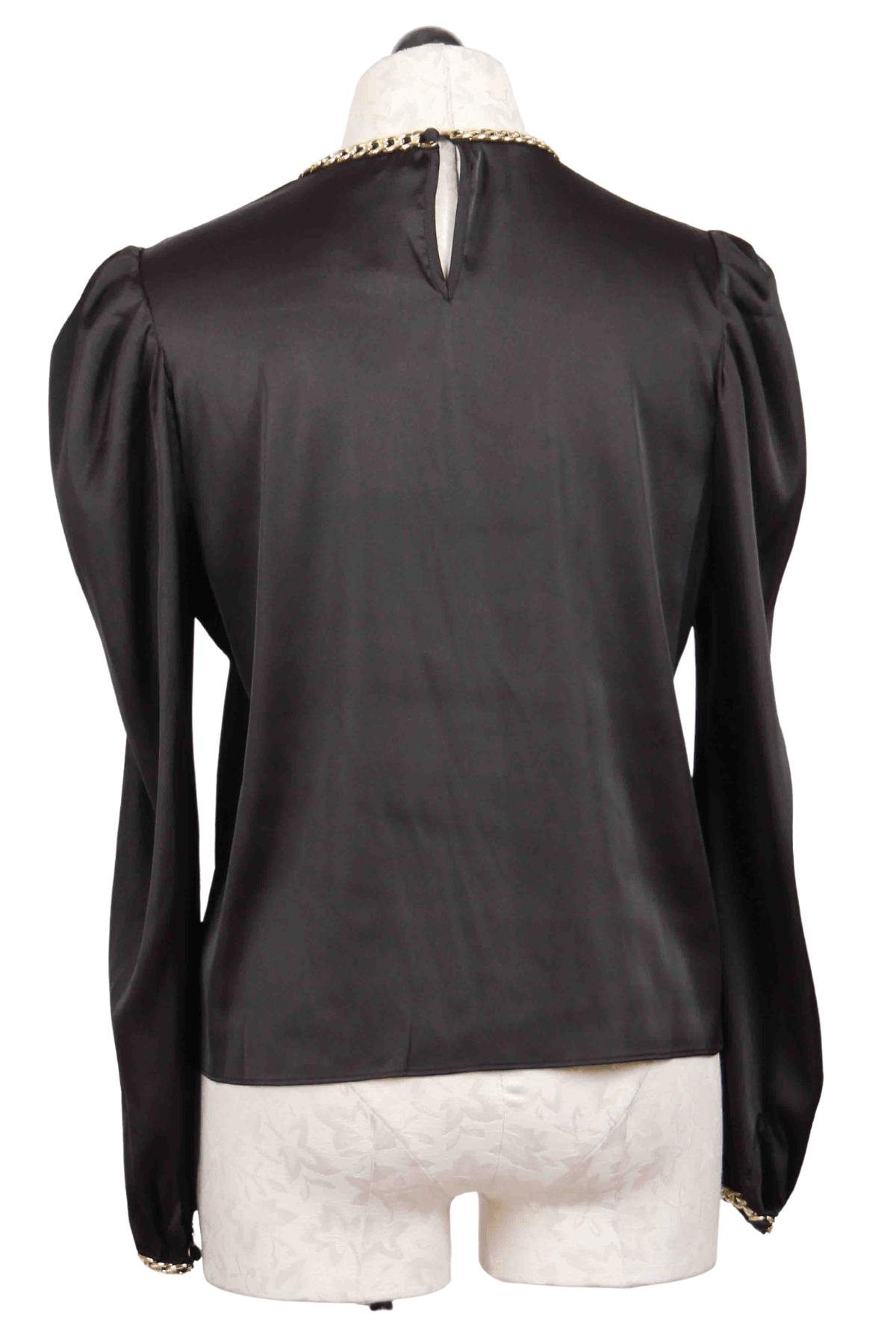 back view of black Perry Chained Crew Neck and Cuff Blouse by Generation Love