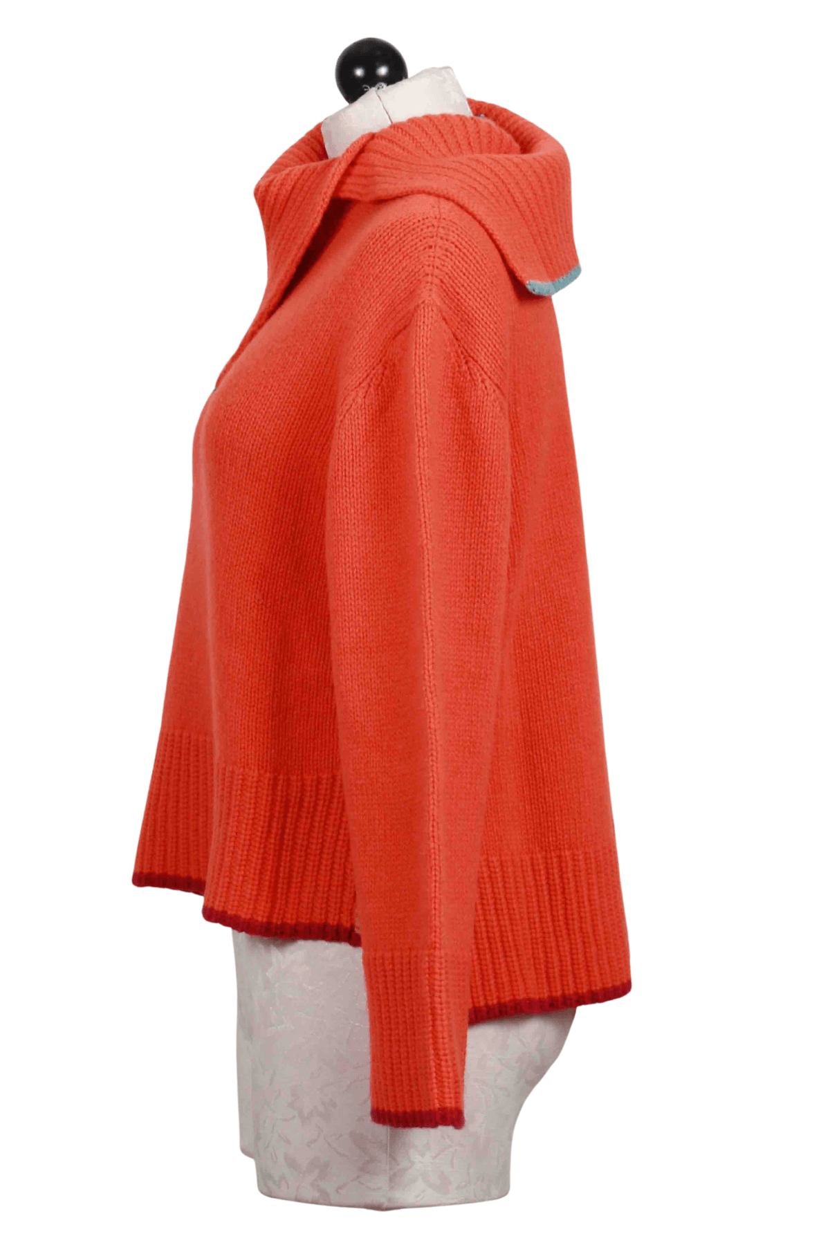 side view of Cinnabar Roll Neck Pullover Sweater by Ivko