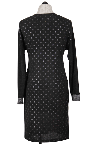 back view of Black Polka Dot Metallic Knit Dress By Frank Lyman