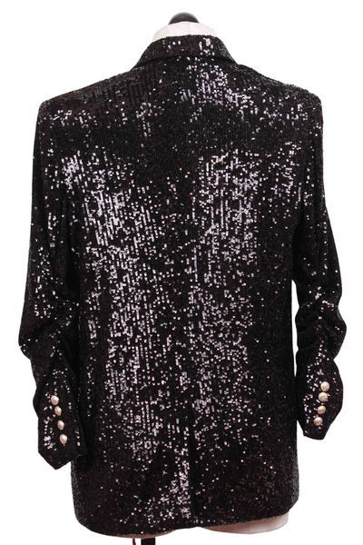 back view of Black Avery Sequin Blazer by Generation Love