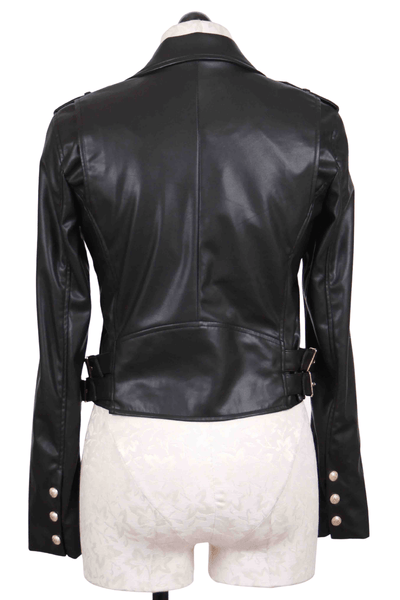 back view of black Diana Stretch Vegan Leather Moto Jacket
