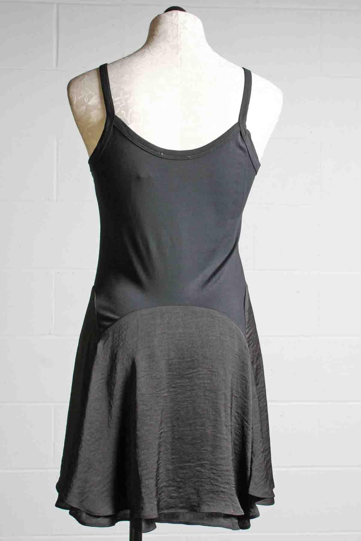back view of Black Ruffle Bottom Elina Slip Dress by Heartloom