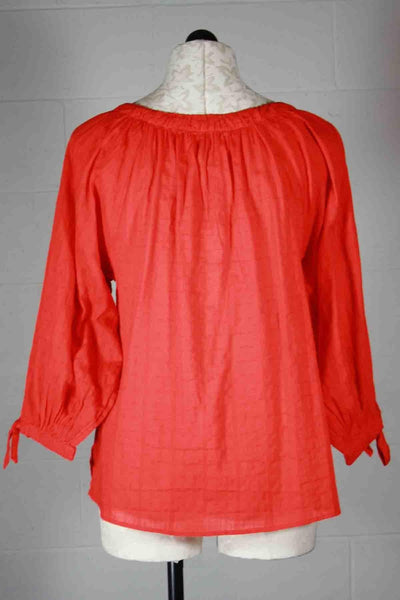 back view of Cherry colored Rylan Blouse by Cleobella