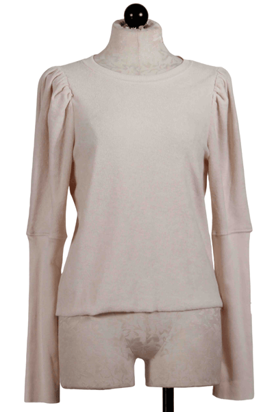White Sand Inside Out Big Puff Sleeve Sweatshirt by Goldie Tees