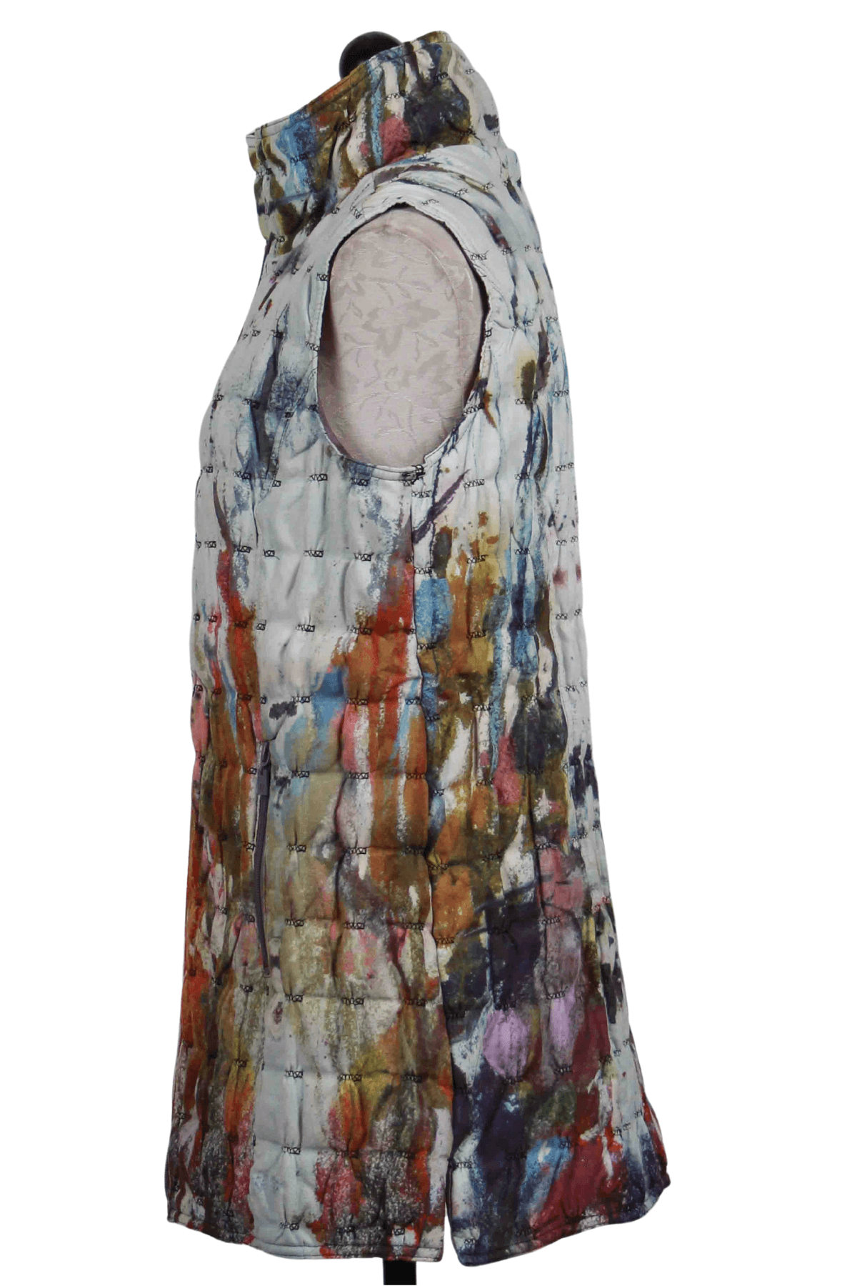 side view of Reversible Zip Front Artist Print Vest by UBU