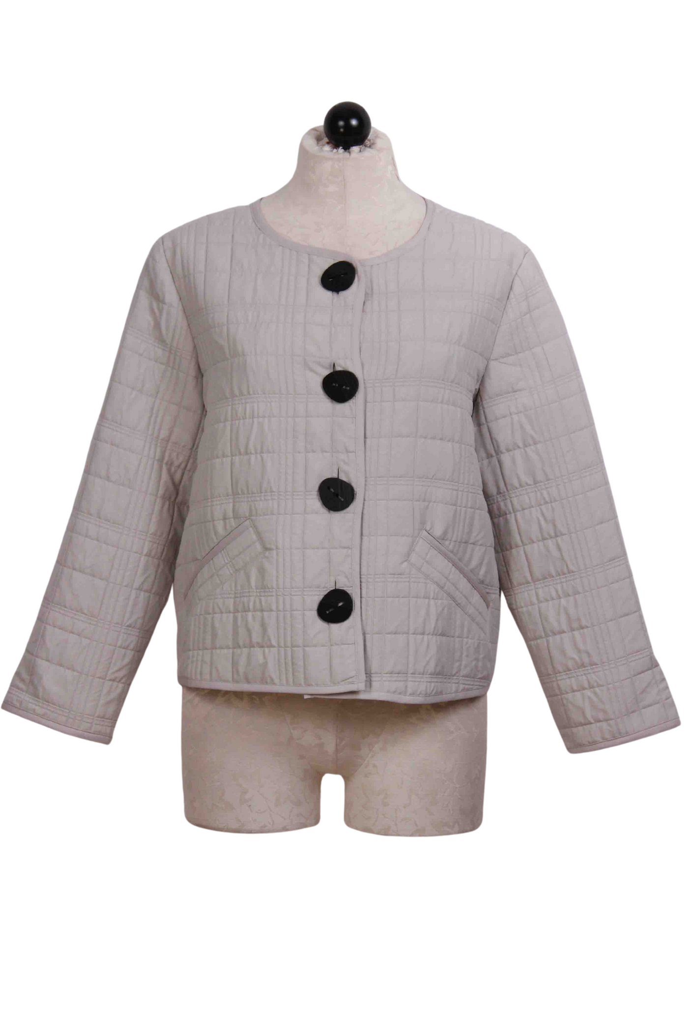 Sand colored Button Front Quilt Bomber Jacket by Liv by Habitat