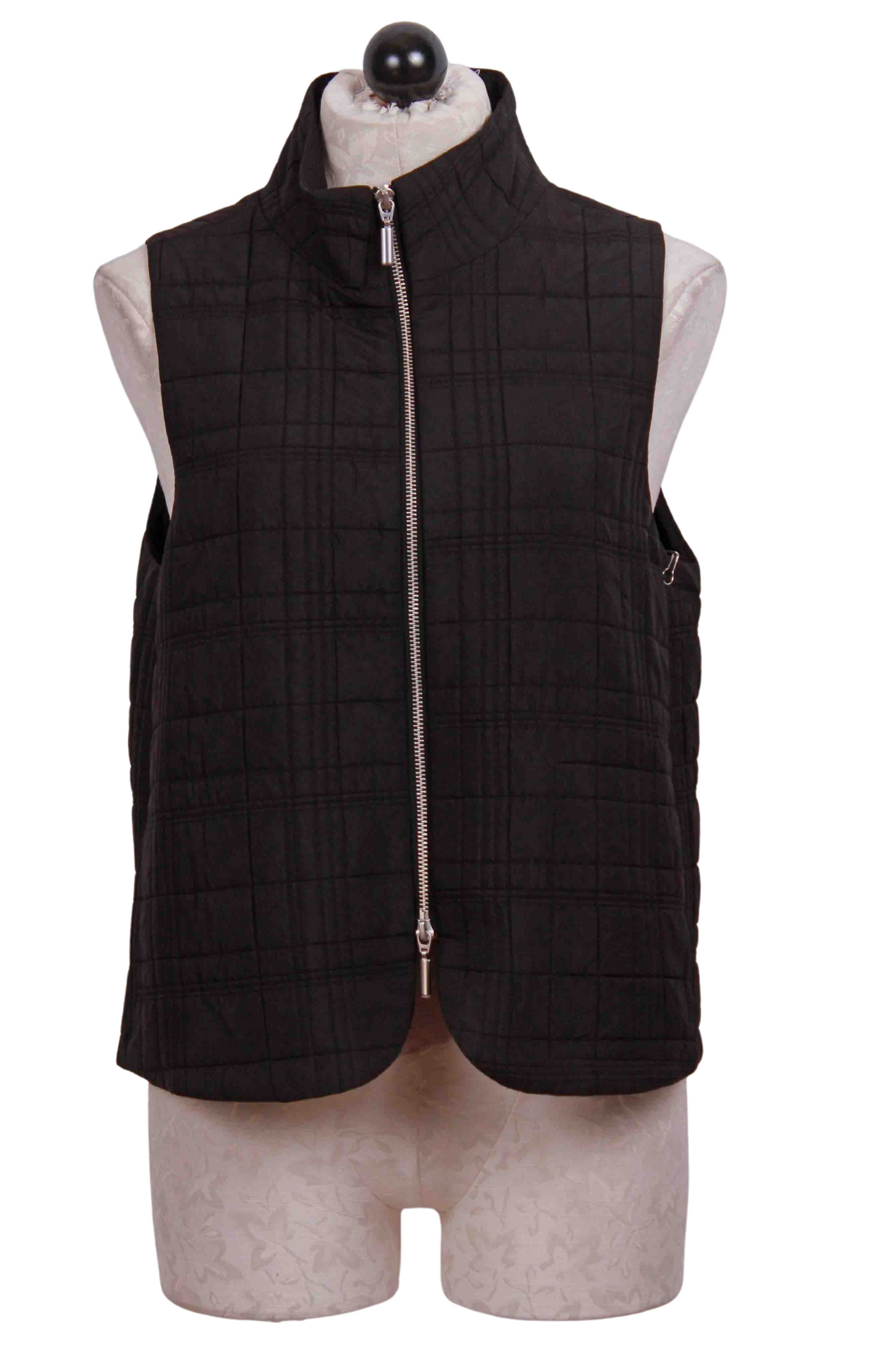 Black colored Zip Front Quilt Modern Vest by Liv by Habitat