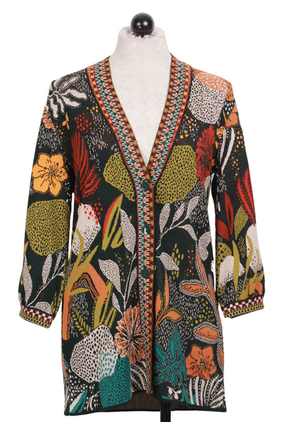 Black Multi Sea Plants Long Cardigan by Ivko