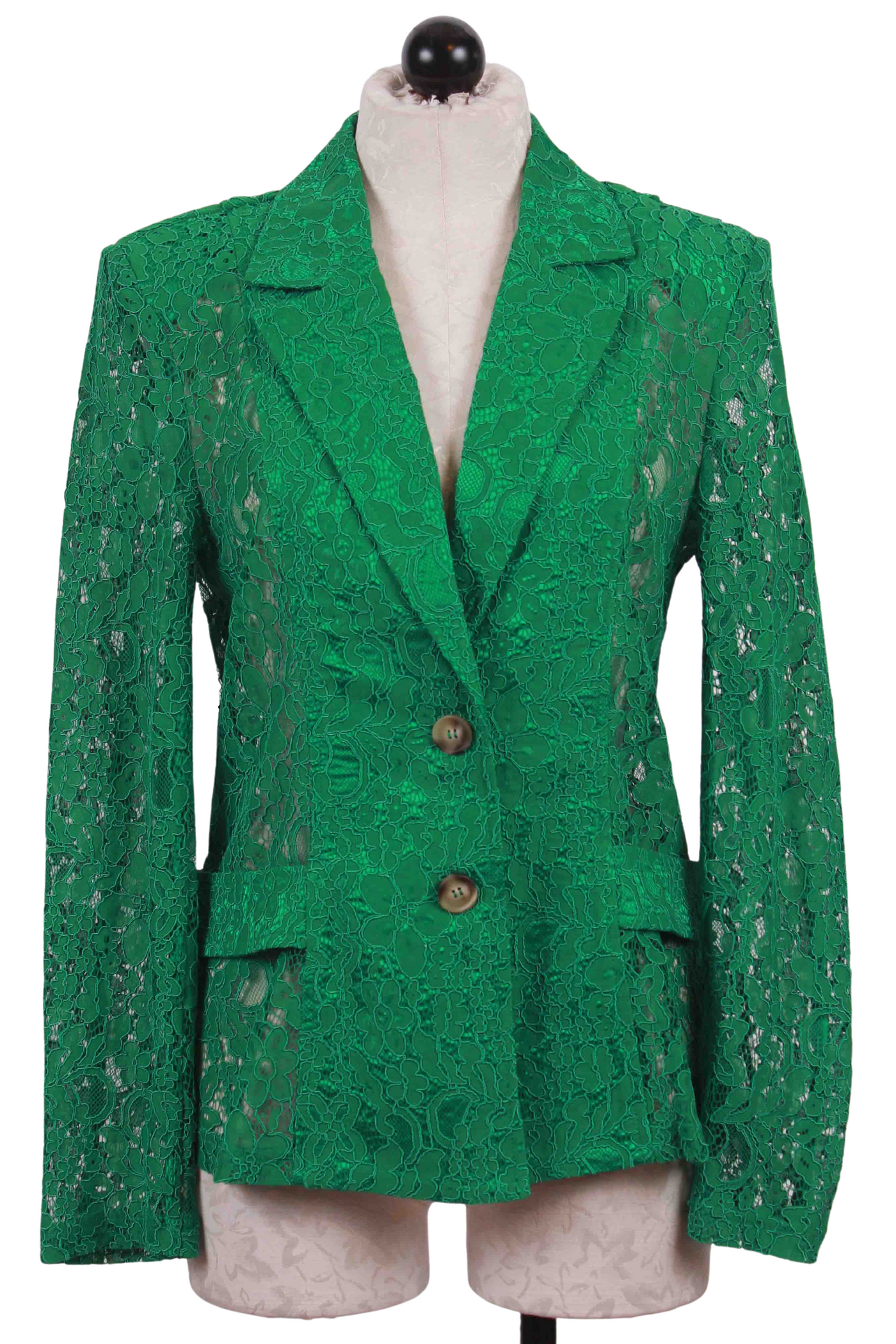 Two Button Green unlined Lace Blazer by Frank Lyman 