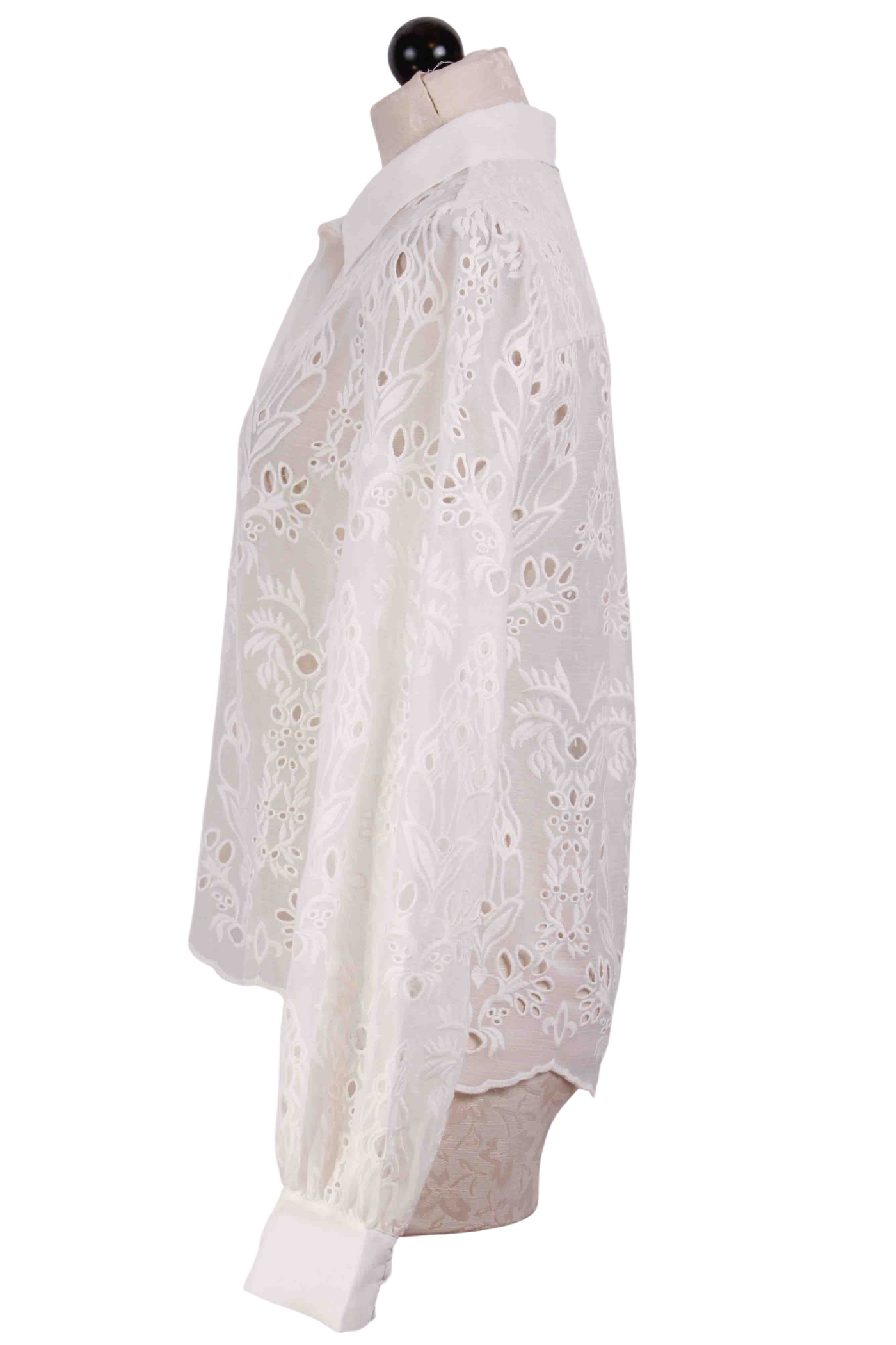 side view of White Eyelet Lyla Blouse by Generation Love