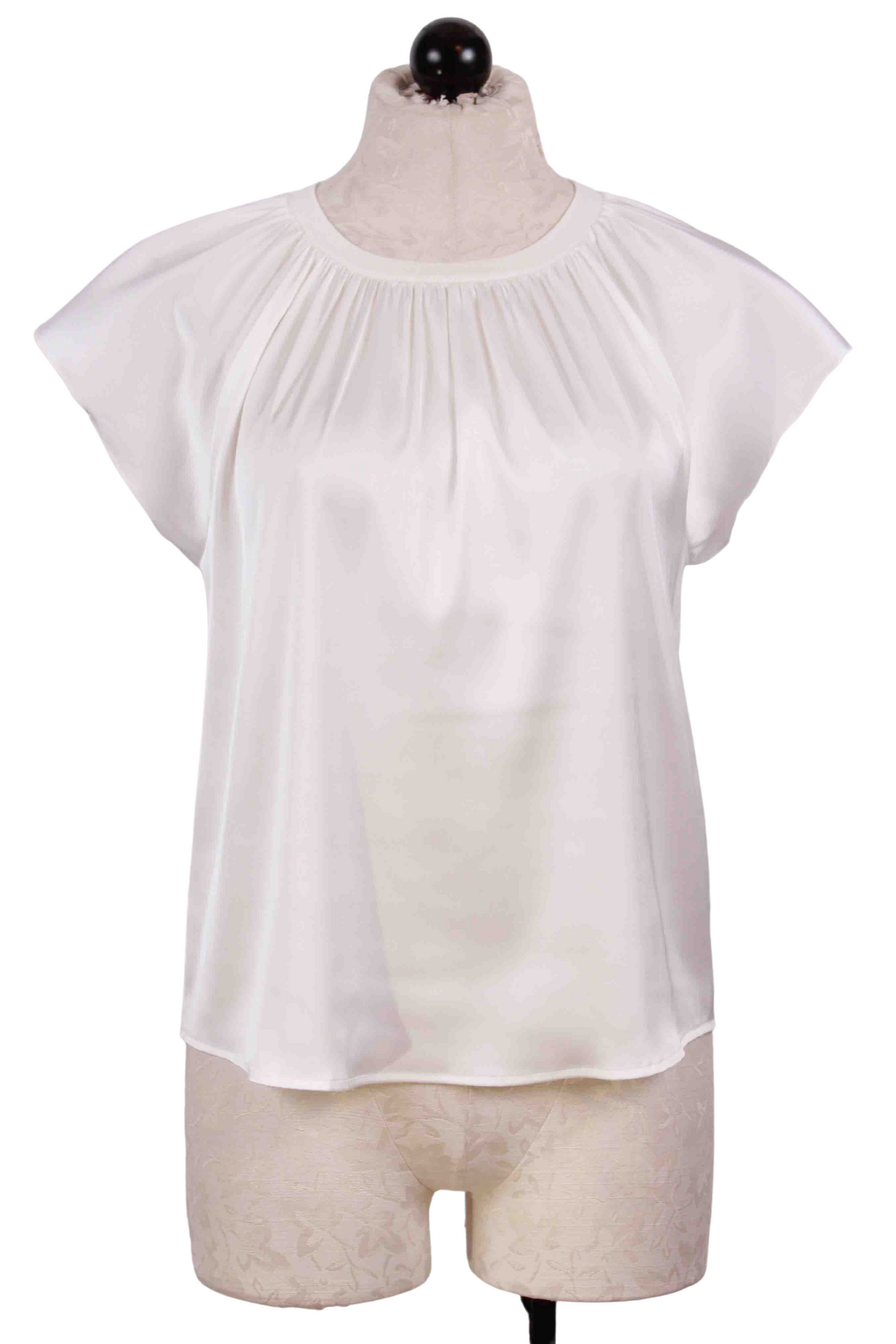 White Pernilla Blouse by Generation Love with a pretty shirred neck and flutter sleeves