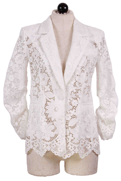 Madison White Lace Blazer by Generation Love with their Signature ruched sleeves