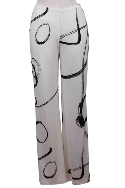 off -White Abstract Print Wide Leg Pant by Frank Lyman