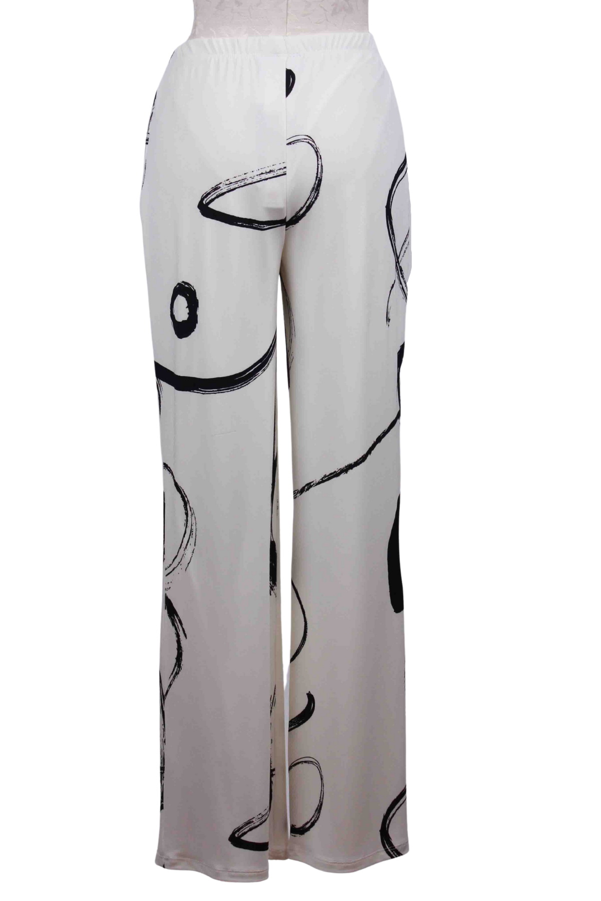back view of off -White Abstract Print Wide Leg Pant by Frank Lyman