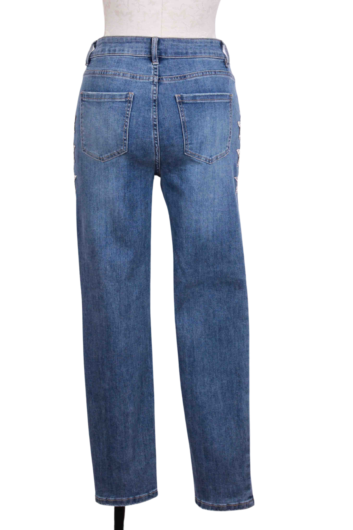 back view of Ankle Length Crystal Star Hip Jeans by Frank Lyman